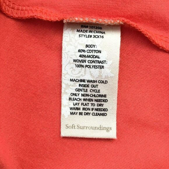 Soft Surroundings Asymmetric Coral Andalou Midi Dress Petite PM Chiffon Front - Picture 14 of 14